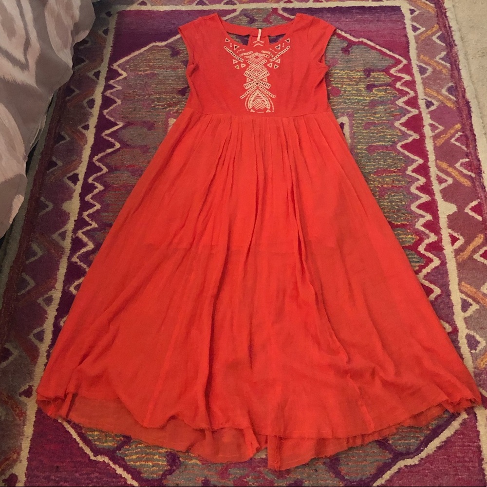Free People gently used tangerine dress, size lg